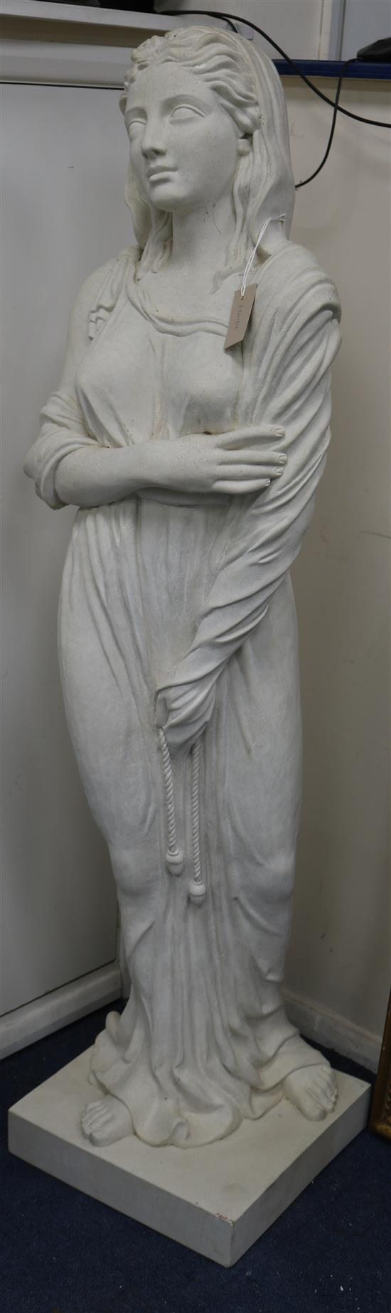 A Haddonstone reconstituted figure of a maiden, emblement of Winter W.36cm at base